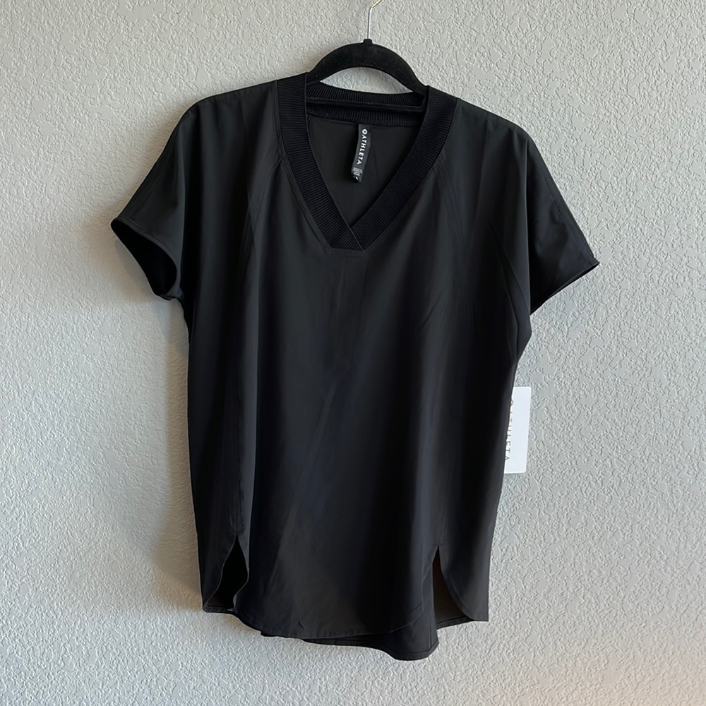 Athleta. S. NWT. V-neck black shirt.